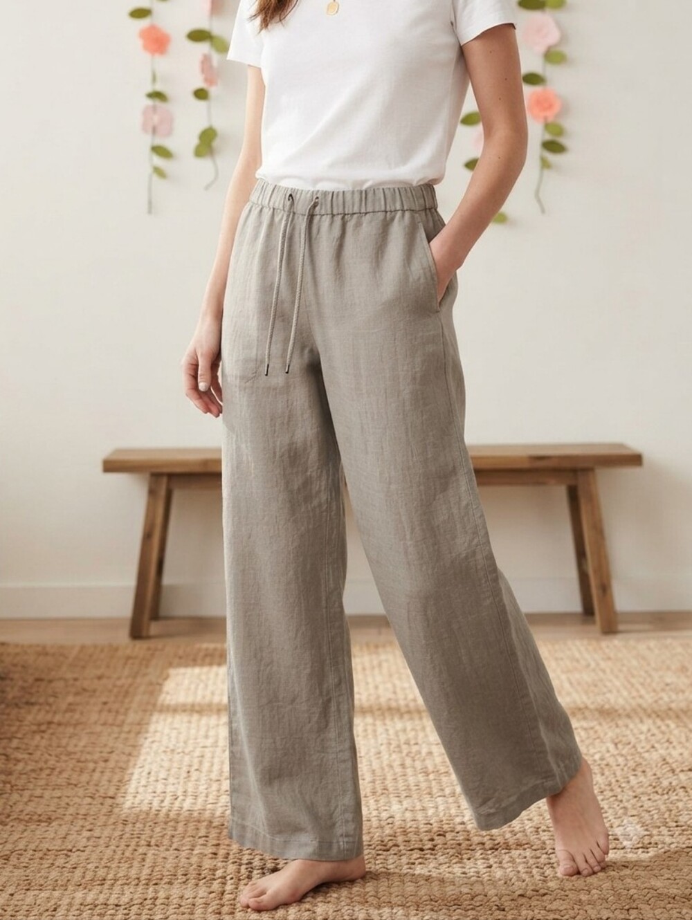 James Perse Lightweight Linen Pant in Color Silt Sz 0 Or XS 100% Linen